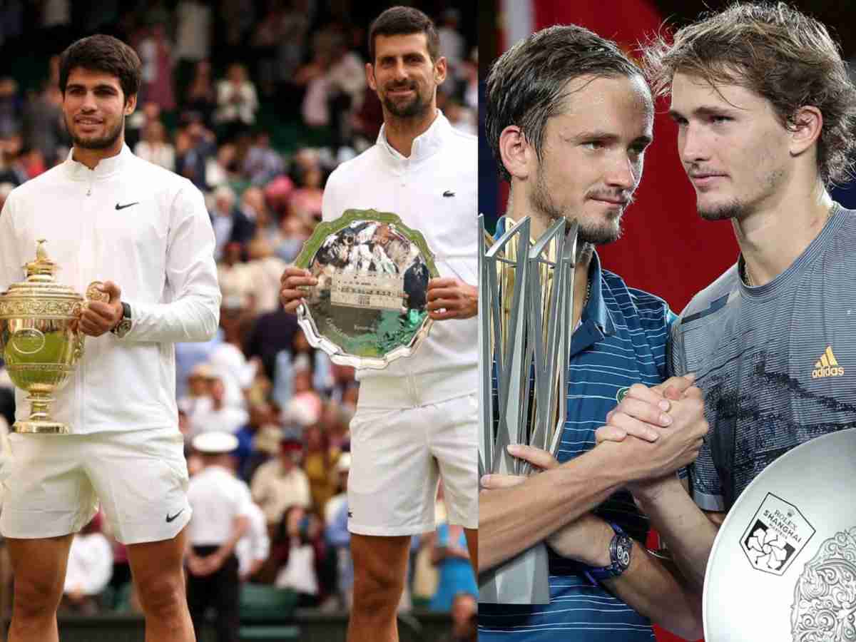 “Put down the CRACKPIPE” - Alcaraz-Djokovic fans left furious as Daniil Medvedev-Alexander Zverev named best rivalry of 2023 1 Carlos Alcaraz Novak Djokovic Daniil Medvedev and Alexander Zverev