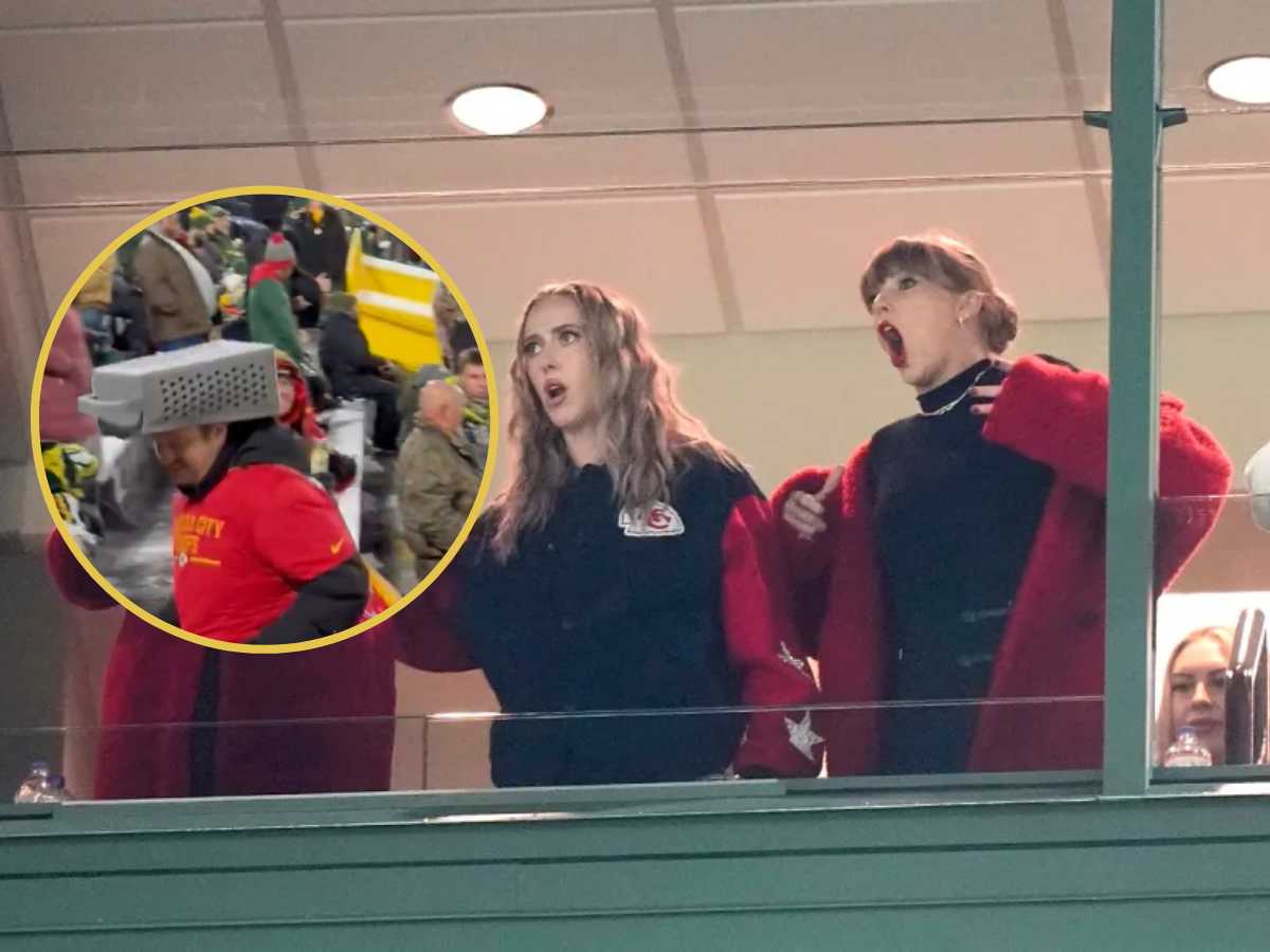 WATCH: “That’s freaking awesome!” – Chiefs fan walking at Lambeau Field with a cheese grater on his head has fans in splits on social media