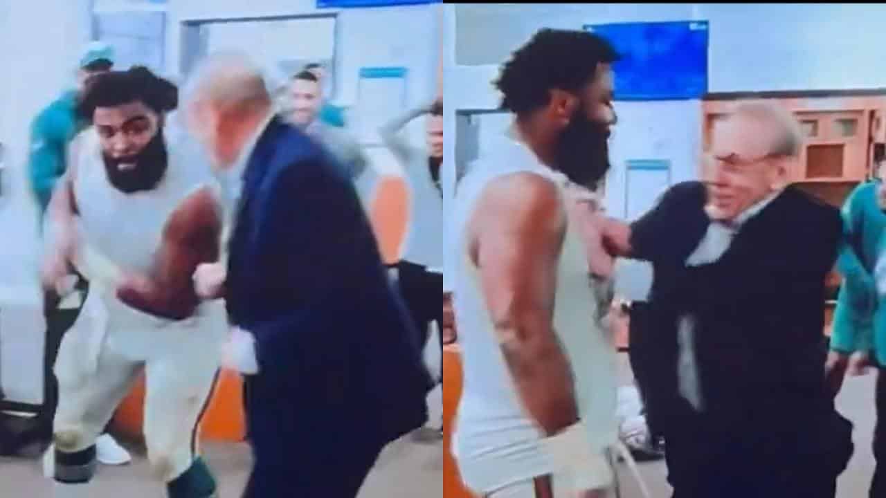 WATCH: ‘Hyped up’ Christian Wilkins nearly knocks over 83-year-old Dolphins owner Stephen Ross in excitement following victory over the Cowboys