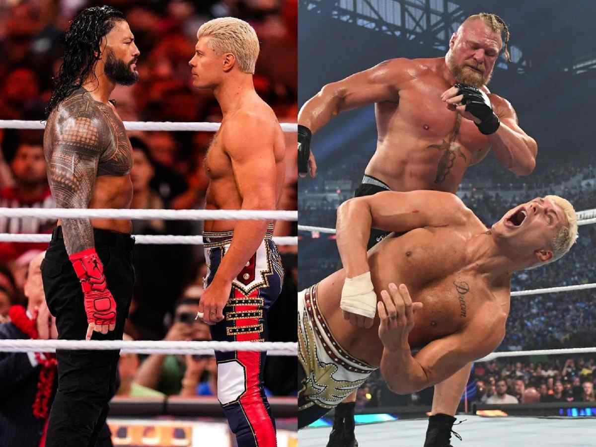 Cody Rhodes with his iconic rivals Roman Reigns and Brock Lesnar