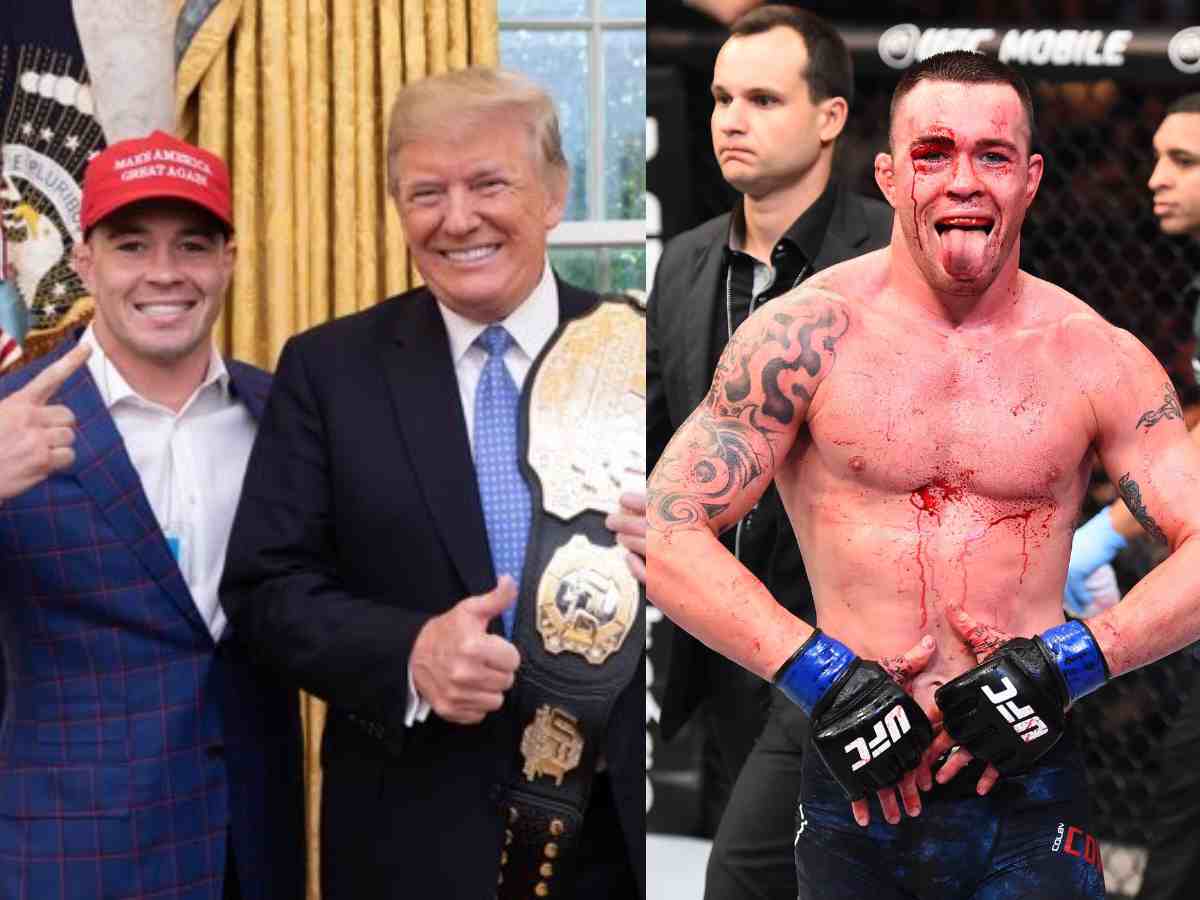 Donald Trump leaves the arena before Colby Covington finishes his octagon speech