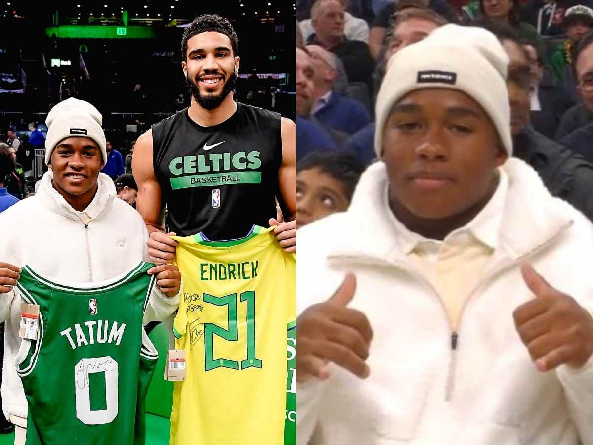 Real Madrid prodigy Endrick spotted rocking ‘all-white’ outfit for Celtics game, exchanges jerseys with NBA star Jayson Tatum