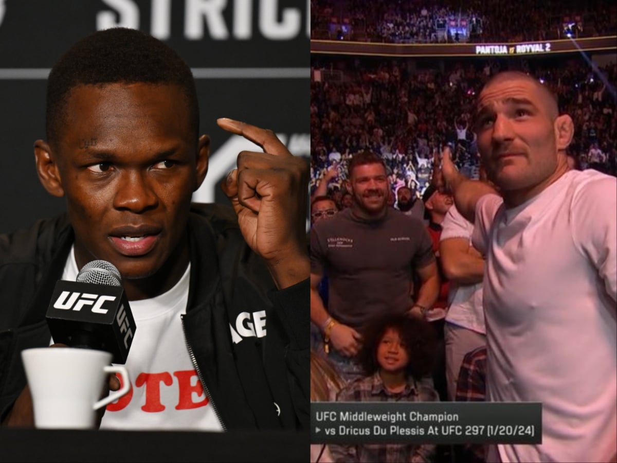 “At least he didn’t call him N****” – Israel Adesanya reacts to rivals Sean Strickland and Dricus du Plessis creating havoc in crowd at UFC 296