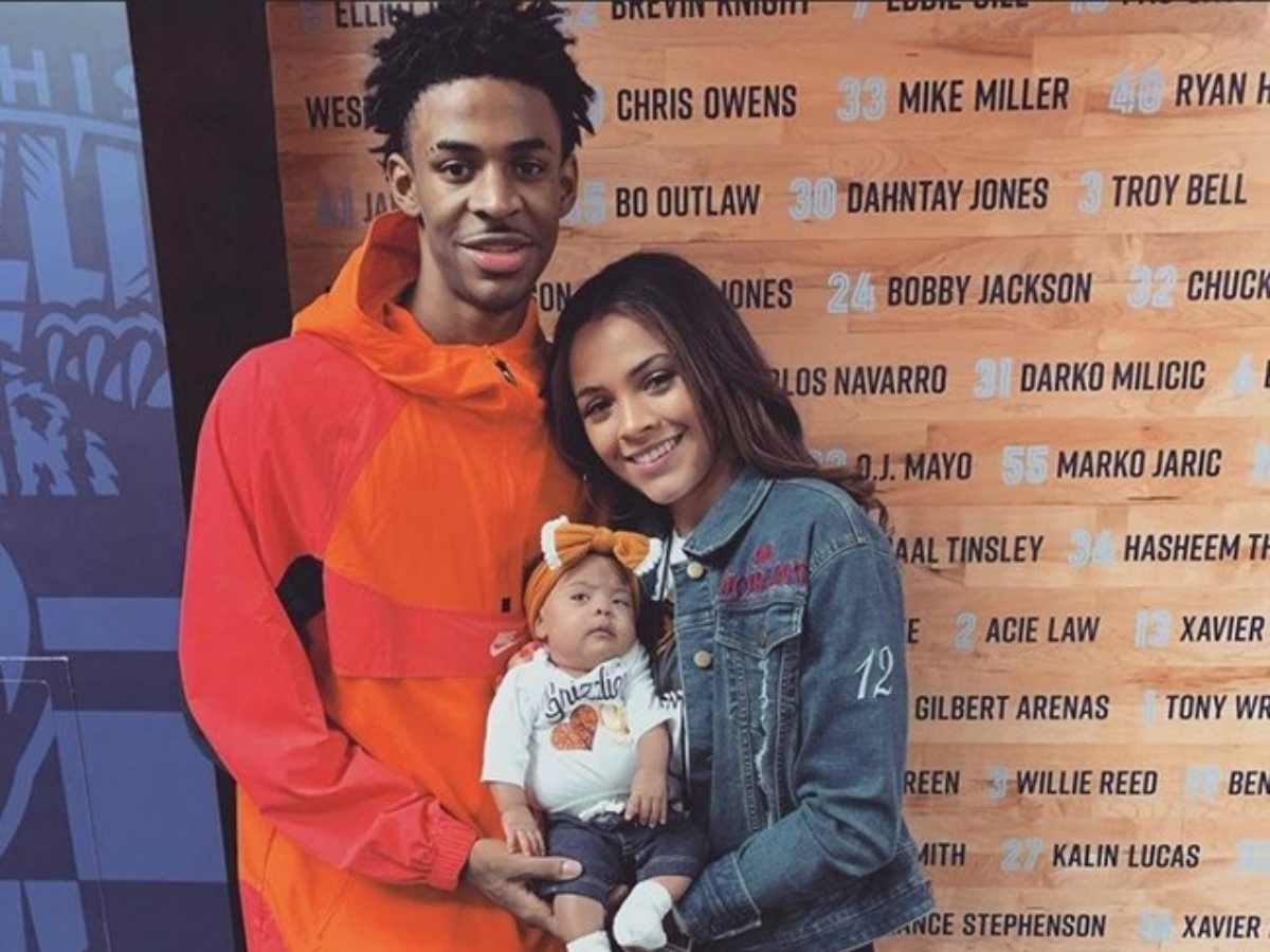 Ja Morant and KK dixon with their child