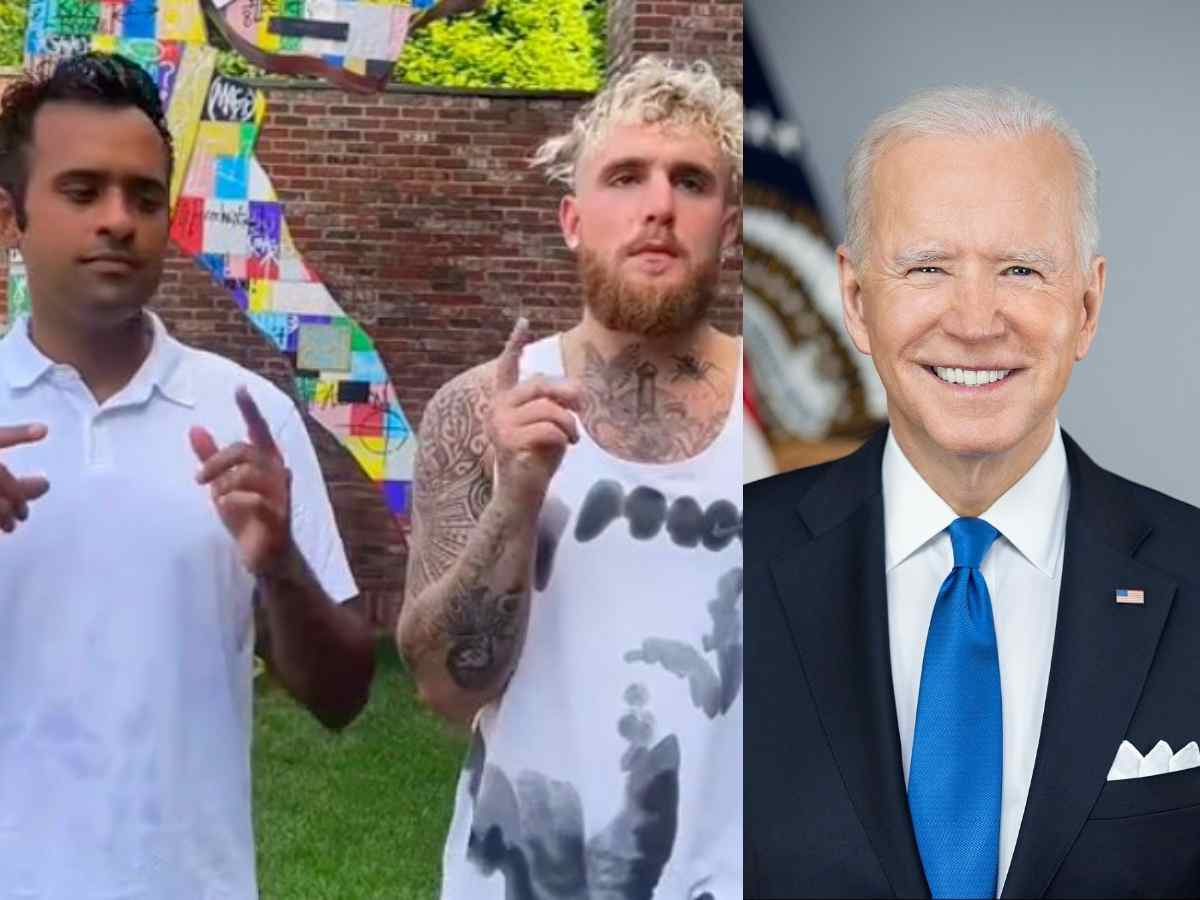 “He said he voted for Biden!” Jake Paul jokes with Republican candidate Vivek Ramaswamy after brutally knocking out opponent in first round