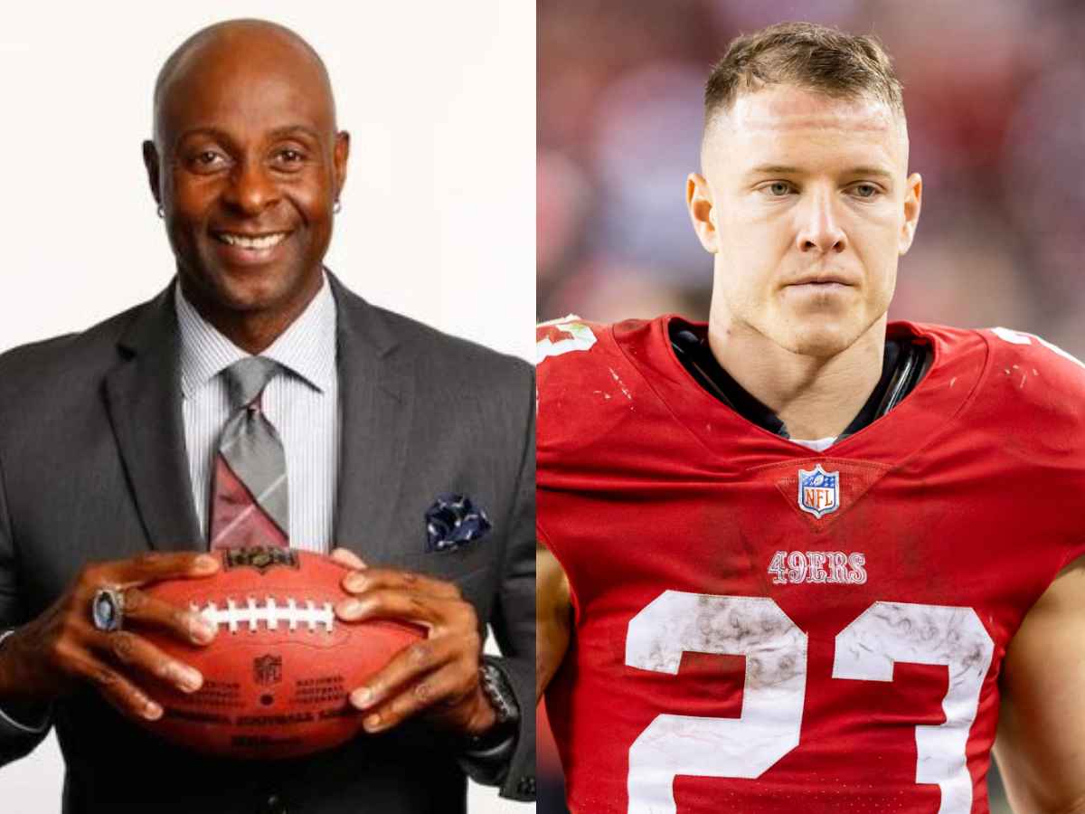 Jerry Rice (L) and Christian McCaffrey (R)