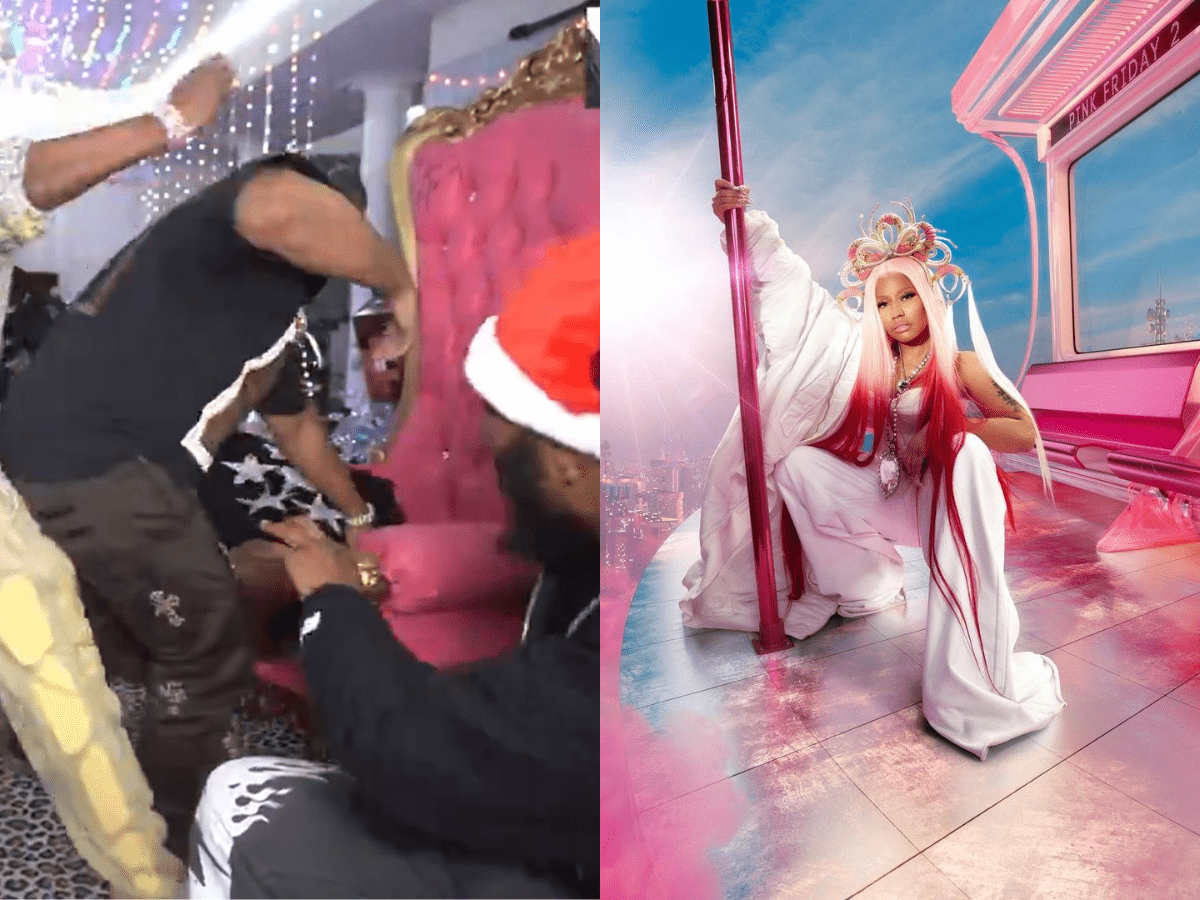 “I don’t blame him” – AMP member sniffs the throne Nicki Minaj was sitting on during Kai Cenat’s livestream leaving fans in splits