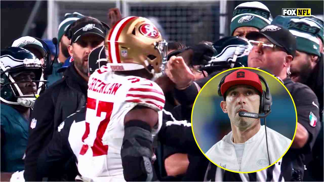 49ers HC Kyle Shanahan ‘baffled’ over Eagles security staffer Dom DiSandro getting Dre Greenlaw ejected, still has no hard feelings