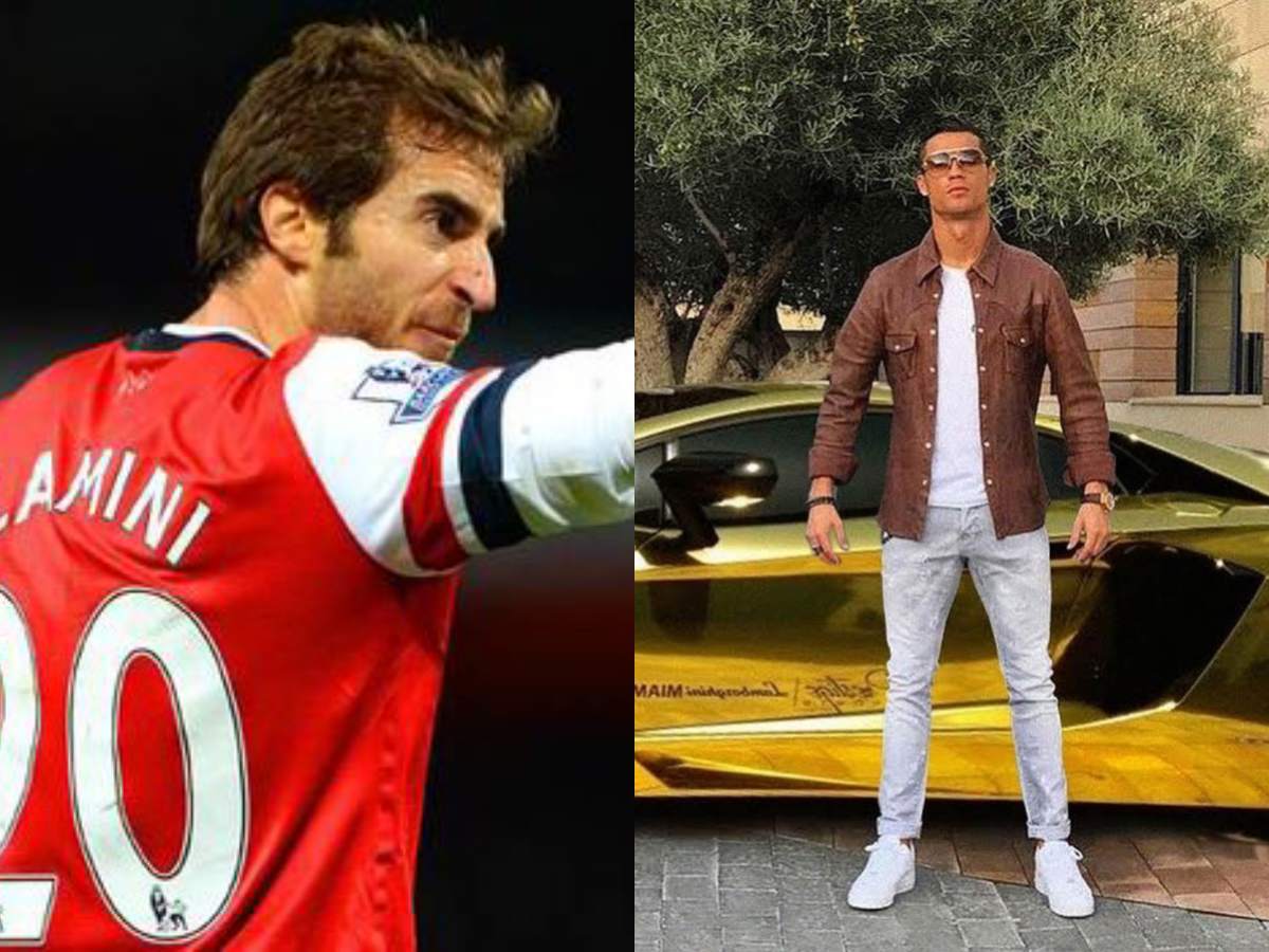 (L) Mathieu Flamini (R) Cristiano Ronaldo