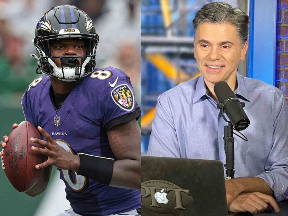 Lamar Jackson (L) and Mike Florio (R)