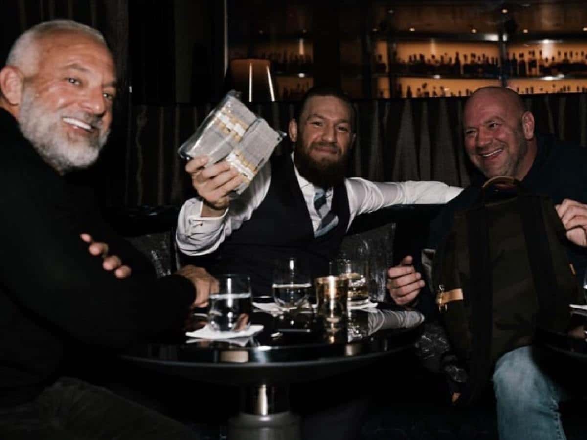 Lorenzo Fertitta and Dana White with Conor McGregor