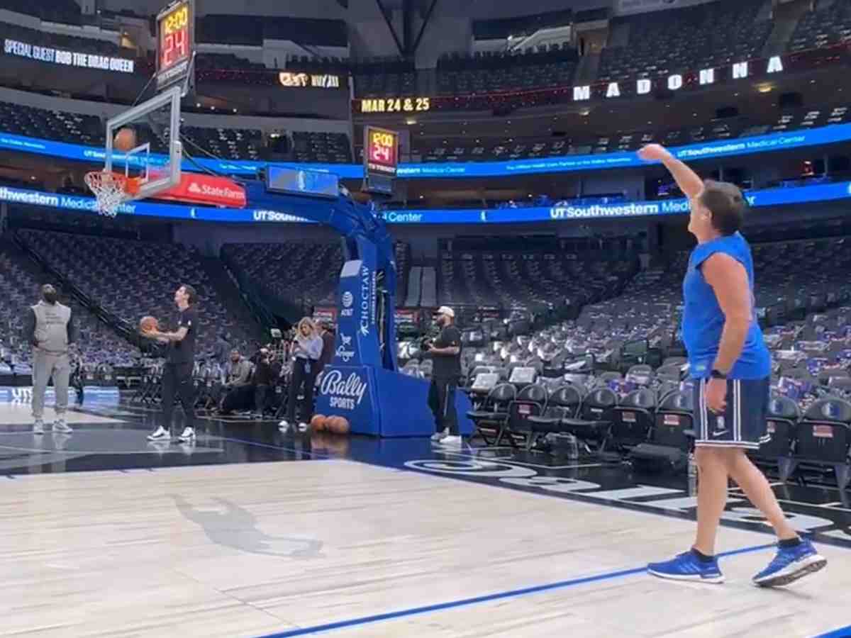 WATCH: “Better shooter than the Lakers” – Mavs boss Mark Cuban drills down a three before the start of Dallas-Cleveland game, fans react