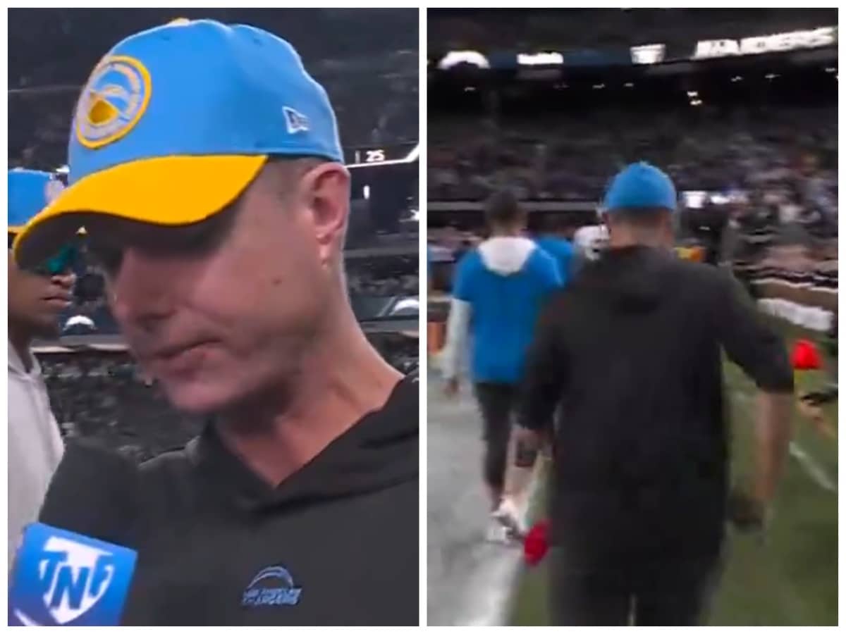 WATCH: Brandon Staley’s halftime interview amid 0-42 scoreline against Raiders goes viral after his firing from Chargers’ Head Coach post