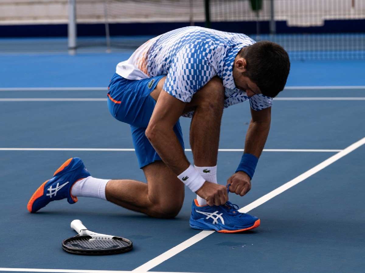 Novak Djokovic during a training session.