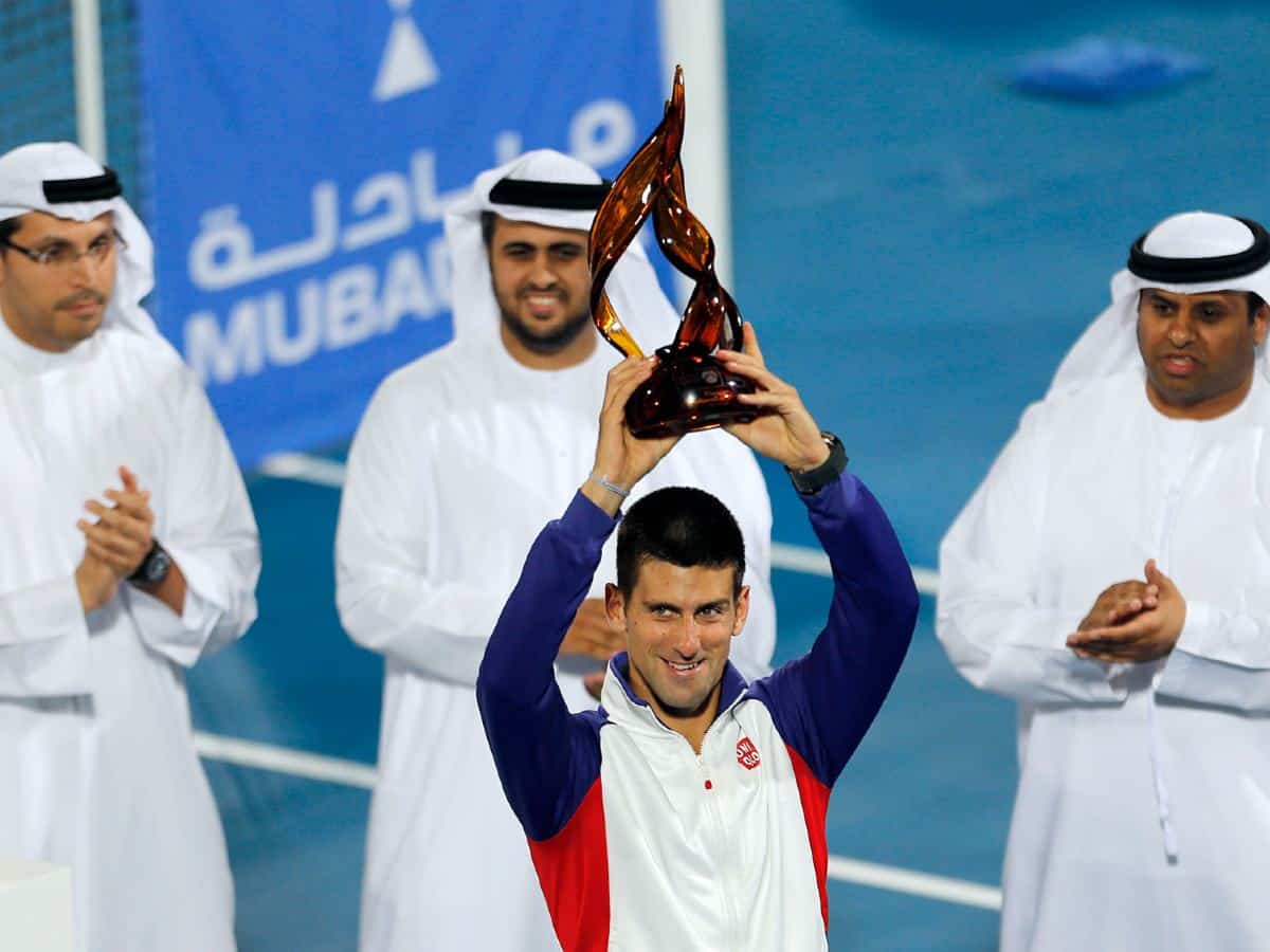 Novak Djokovic after winning the Abu Dhabi Open.