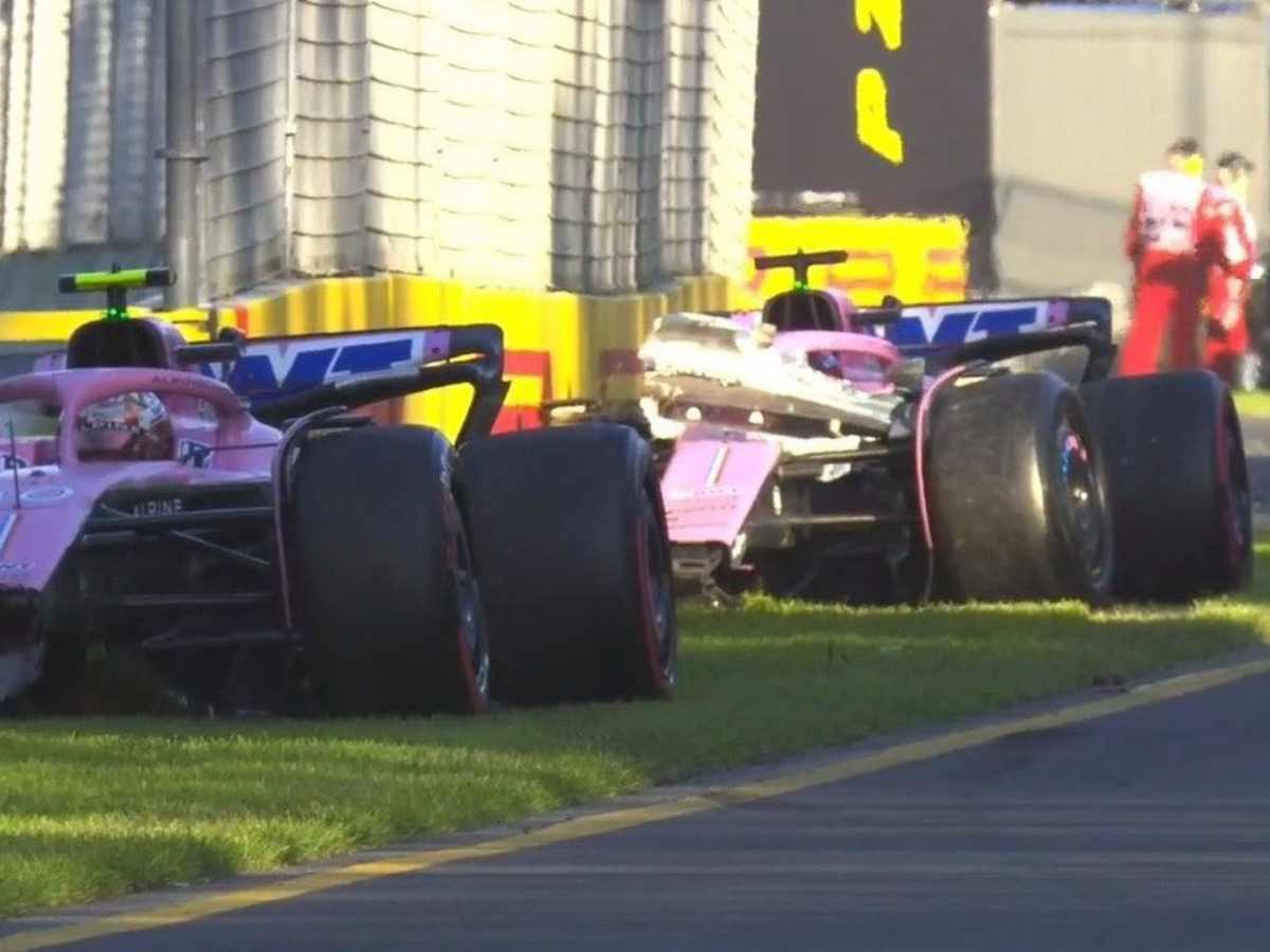 Pierre Gasly and Esteban Ocon after crashing out at the Australian GP