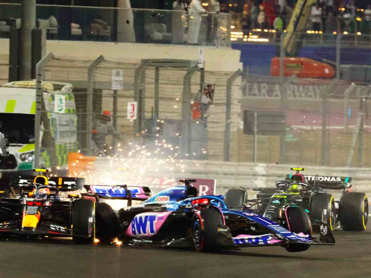 Sergio Perez and Esteban Ocon collide at the Qatar GP