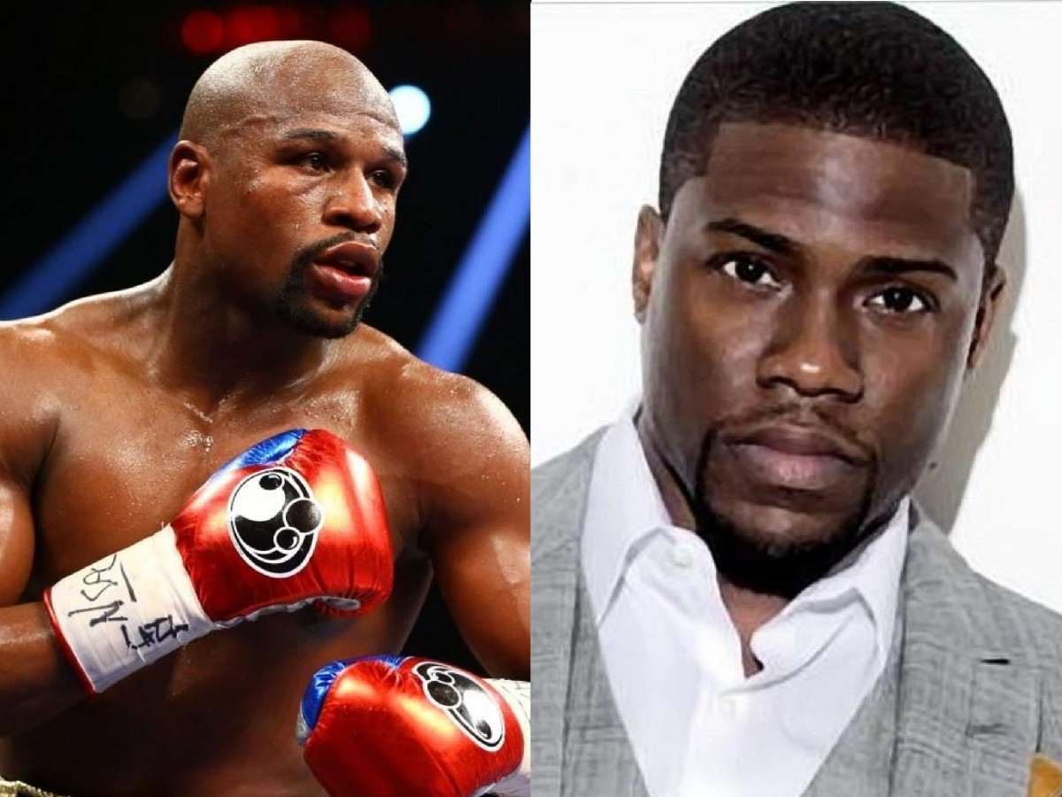 Floyd Mayweather and Kevin Hart argue about heights in a comedic stint