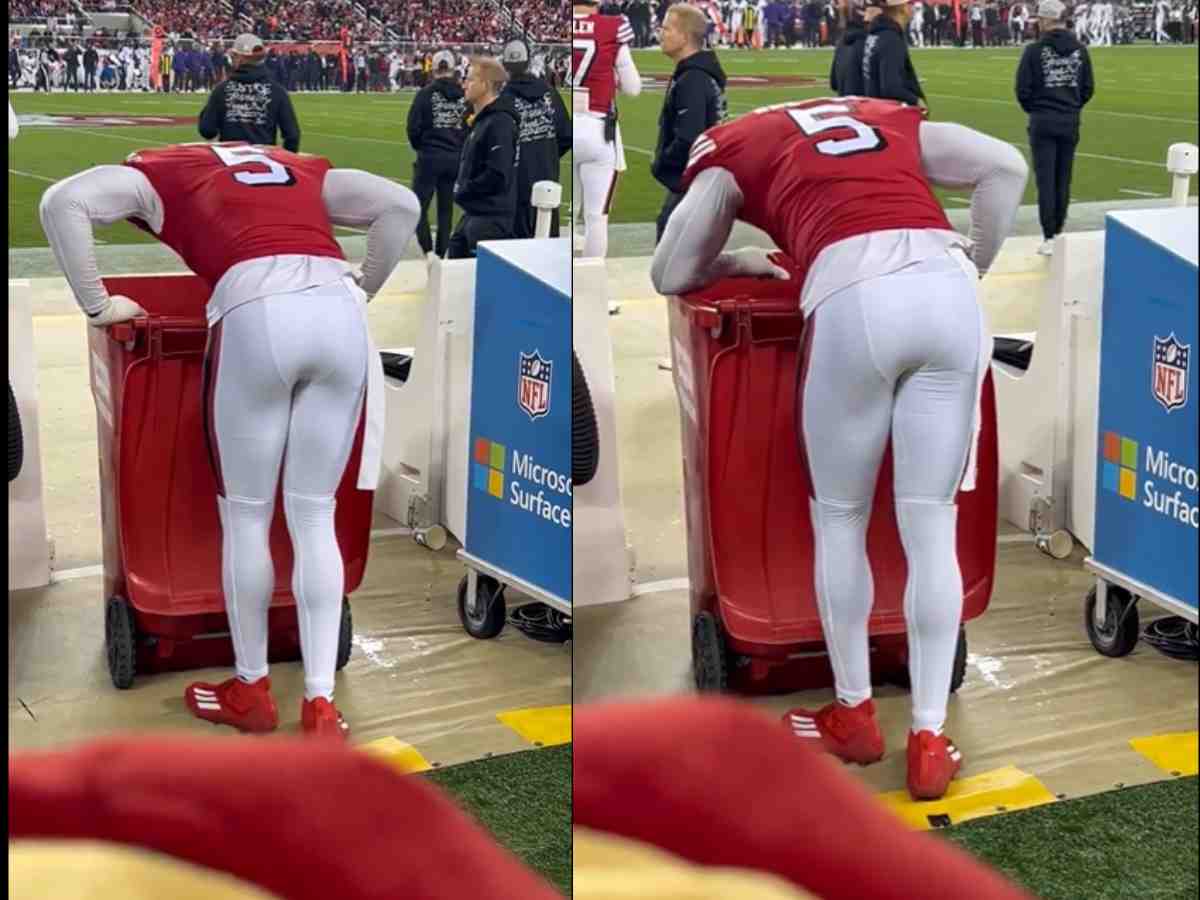 WATCH: 49ers DE Randy Gregory threw up on the sidelines mid-game against the Ravens after he decided to play despite being ill