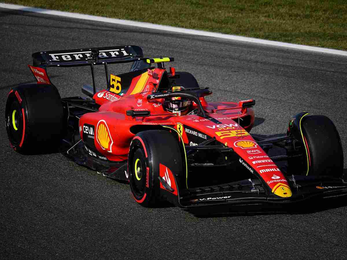 Carlos Sainz driving the SF23 with the Italian GP special livery