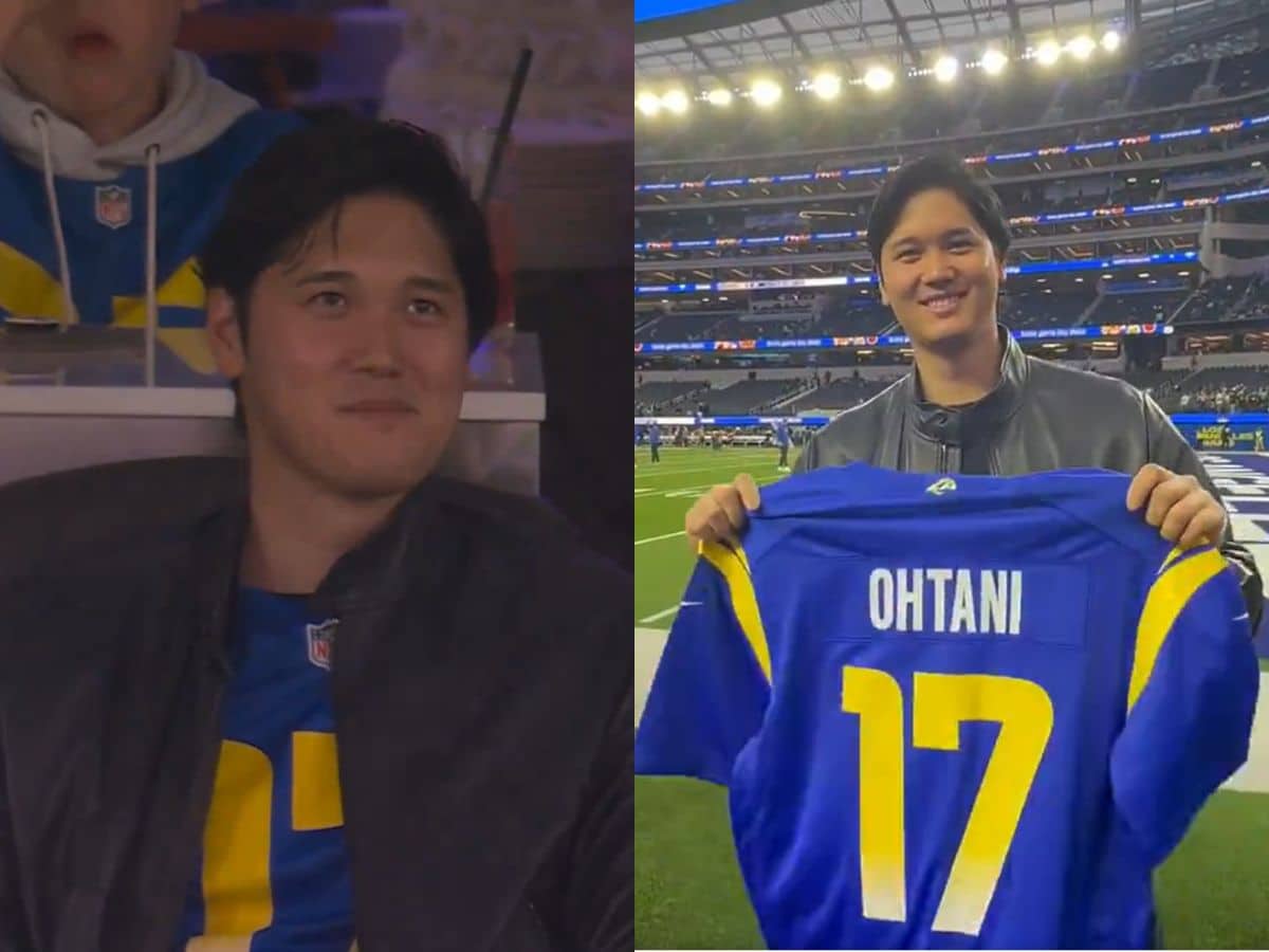 WATCH: $700 million star Shohei Ohtani attends NFL game in Los Angeles, receives personalized jersey from Rams