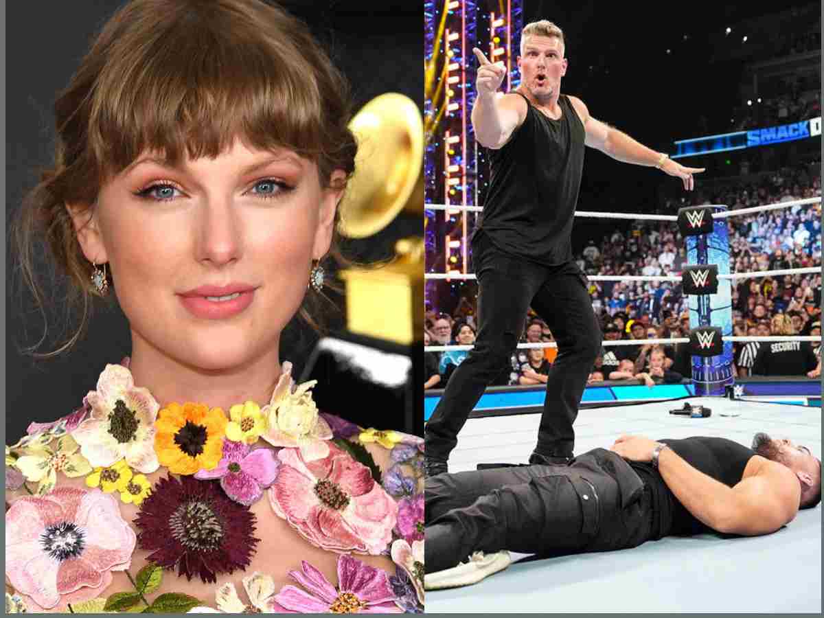 “From ‘bum a**…’ to hanging with billionaires” Pat McAfee gives amusing reaction to 39-year-old WWE star’s viral selfie with Taylor Swift