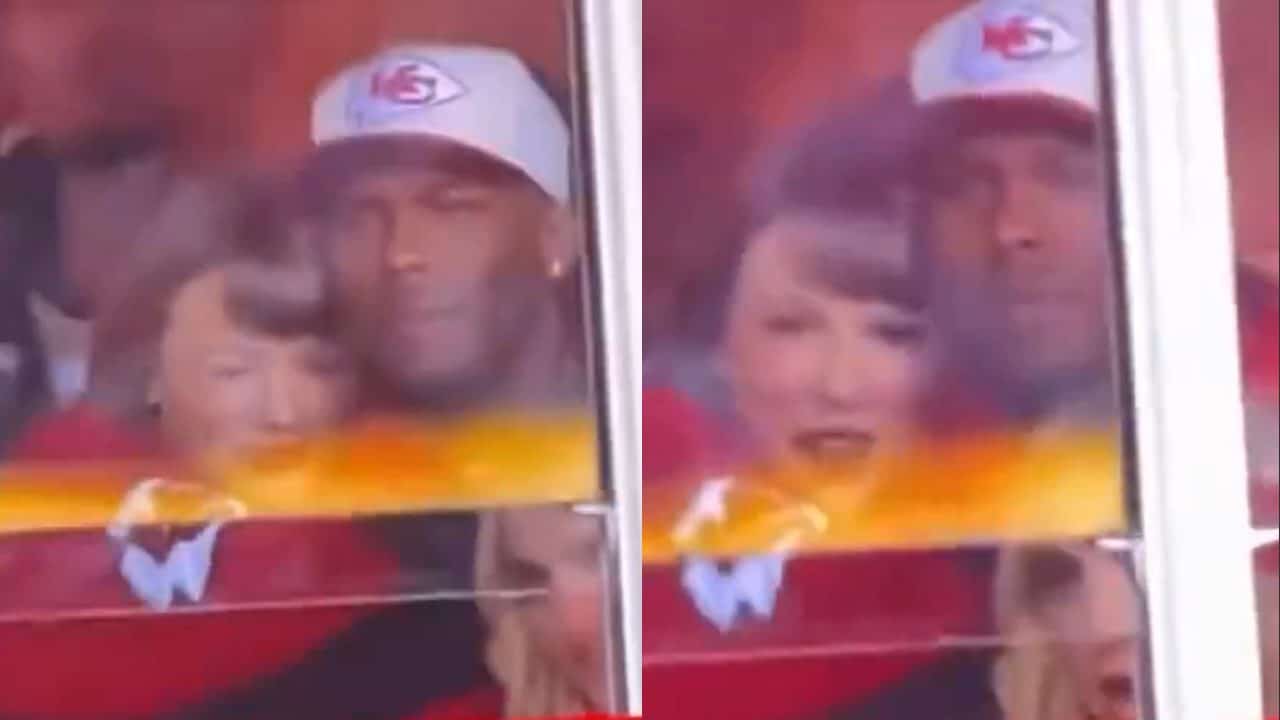 WATCH: “She’s cheating on him!” – Taylor Swift caught hugging an unknown man after Travis Kelce’s catch, social media brews wild theories