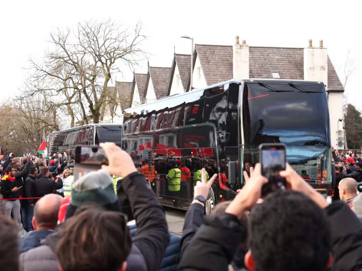 Liverpool fan damages Manchester United bus ahead of Premier League clash at Anfield