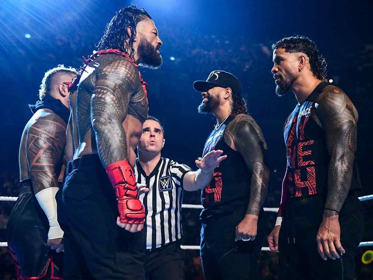 The Usos face to face with Roman Reigns and Solo Sikoa