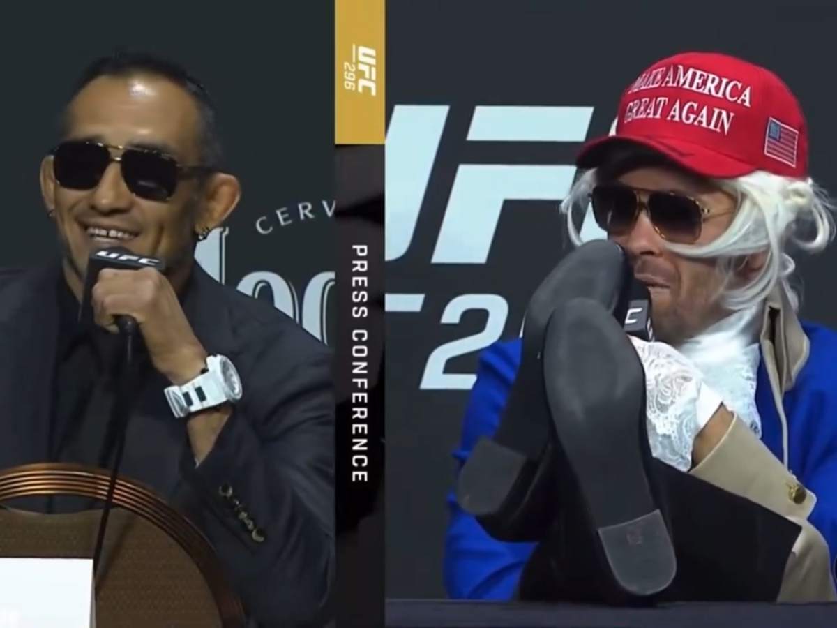 “2 drunk dudes about to fight” – Colby Covington and Tony Ferguson HILARIOUSLY go from hurling abuses to feeling patriotic