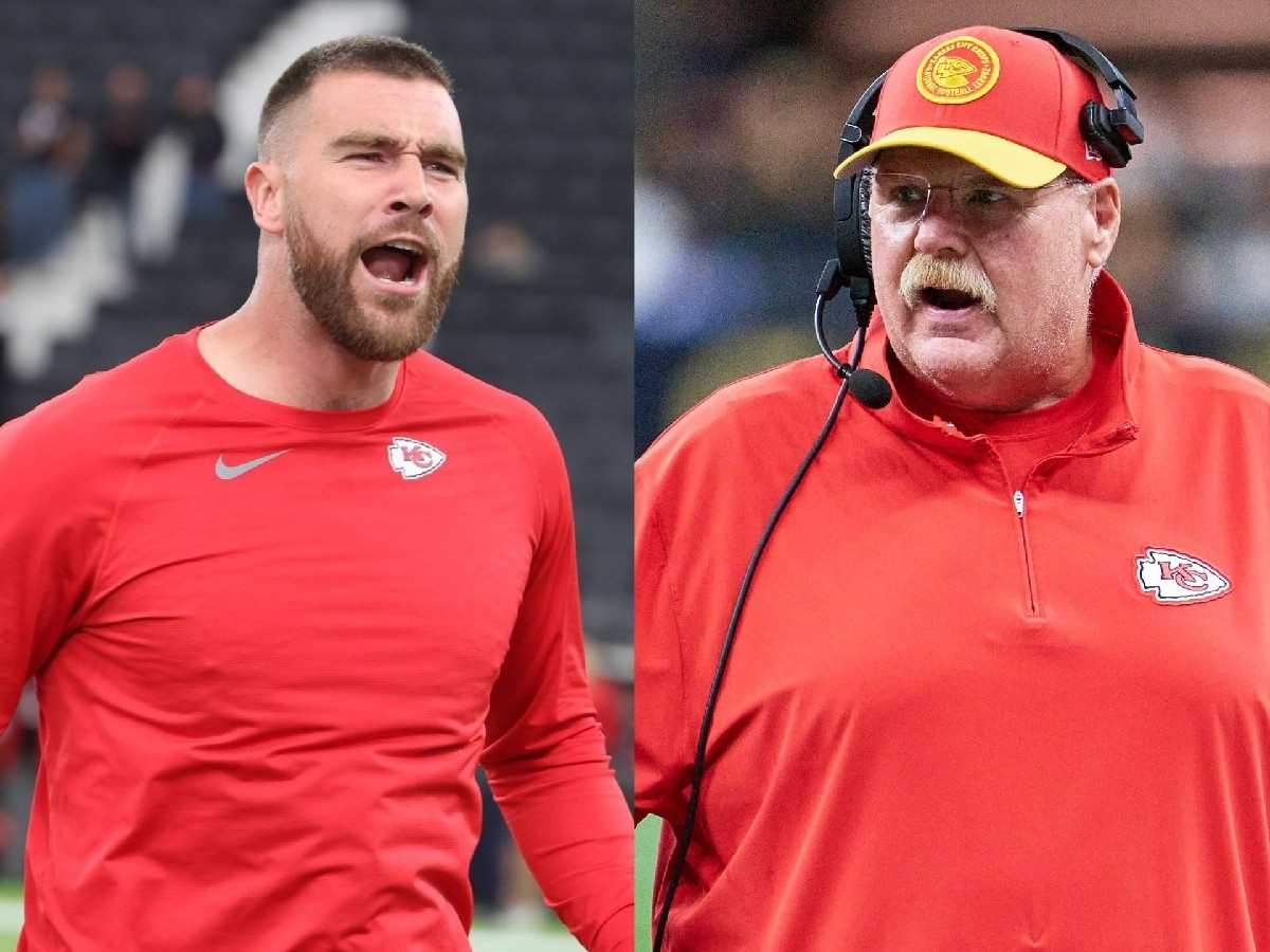 Travis Kelce (L) and Andy Reid (R)