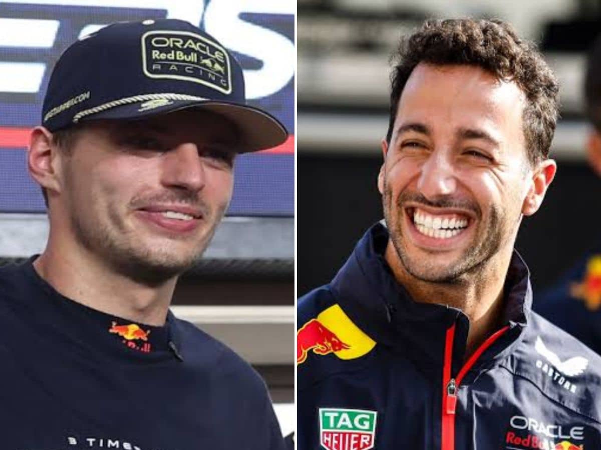 WATCH: Max Verstappen peeps through the stage curtains to lend support for former teammate Daniel Ricciardo