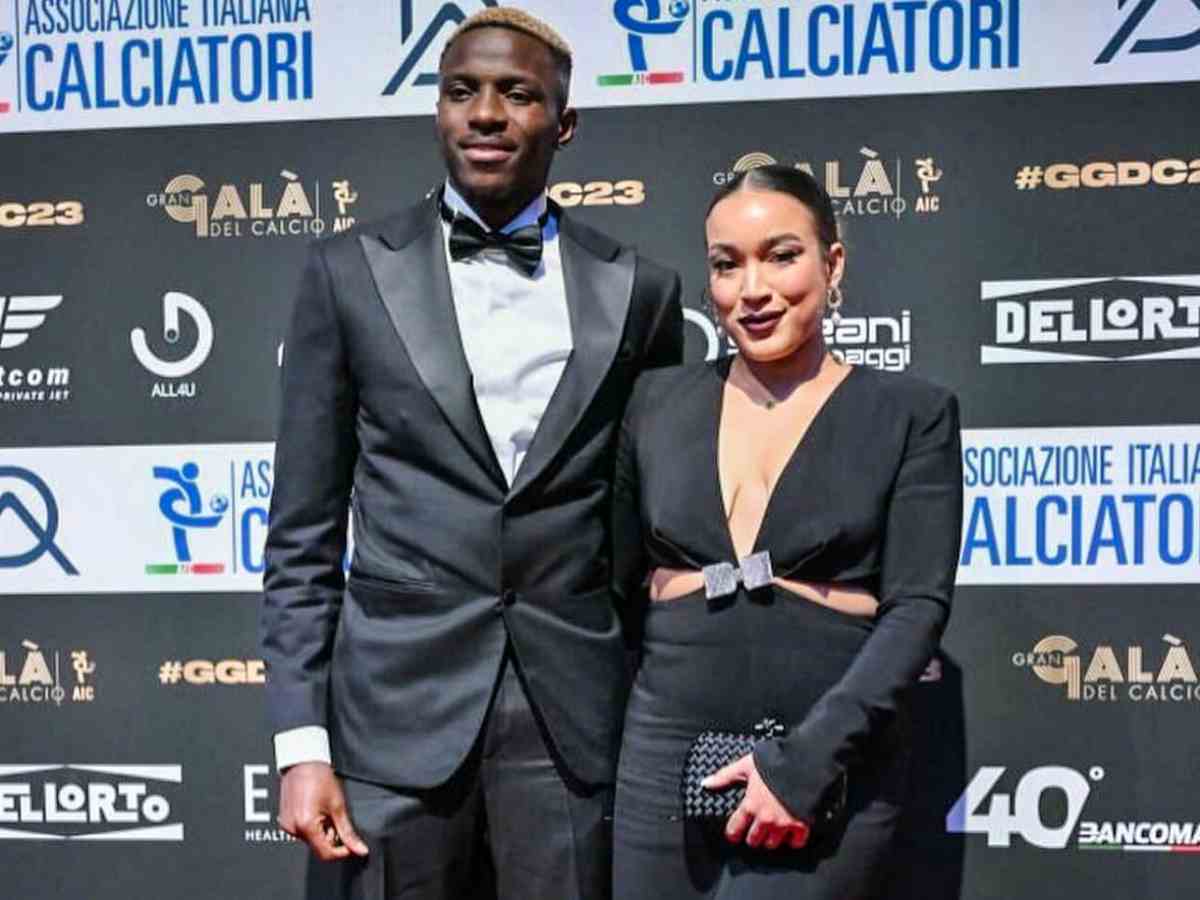 WATCH: Napoli star Victor Osimhen with ‘stunning’ girlfriend on the red carpet of 2023 Gran Gala del Calcio