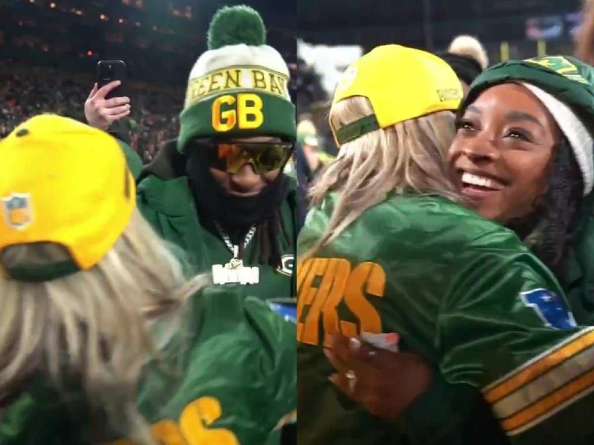 WATCH: Injured WWE Superstar spotted alongside Aaron Jones and Simone Biles before Sunday night football clash between Packers and Chiefs