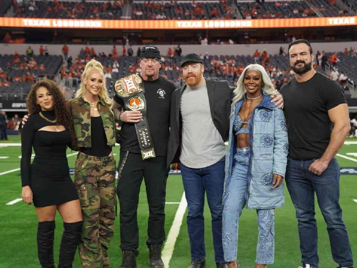 Samantha Irwin, Michelle McCool, The Undertaker, Sheamus, Jade Cargill and Drew McIntyre