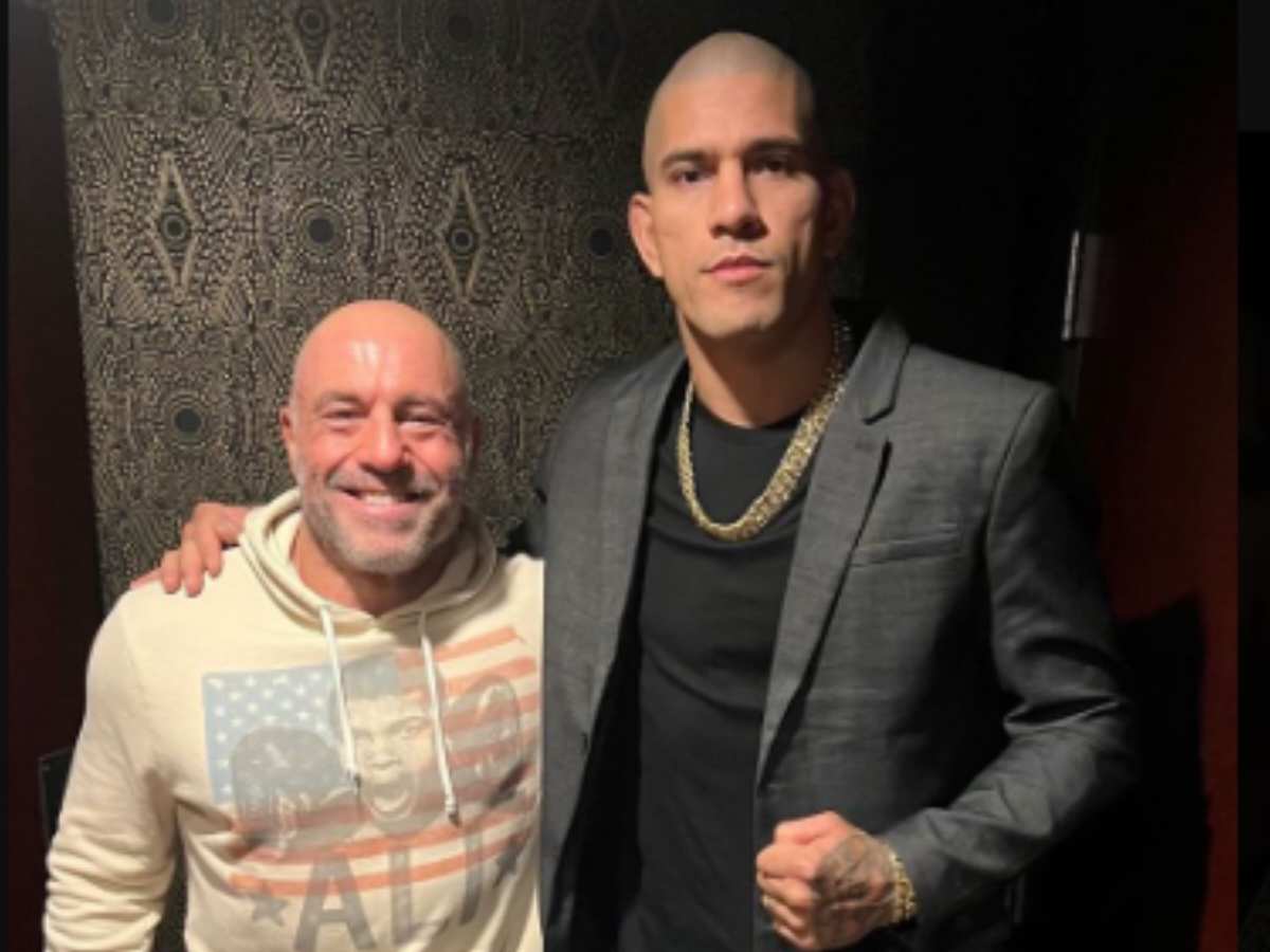 “Joe looks like a child compare to him” – Picture of Alex Pereira and Joe Rogan ahead of Poatan’s JRE appearance has fans in light hearted banter