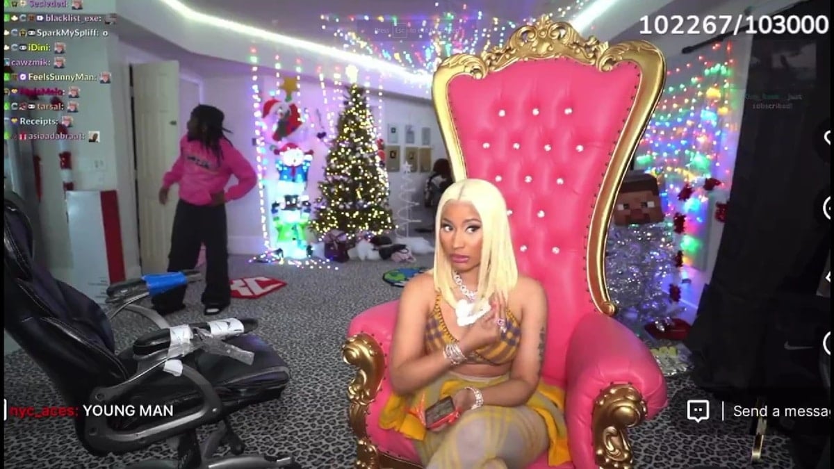 WATCH: Rapper Nicki Minaj pulls up to Kai Cenat's livestream with more than 300k viewers tuned in