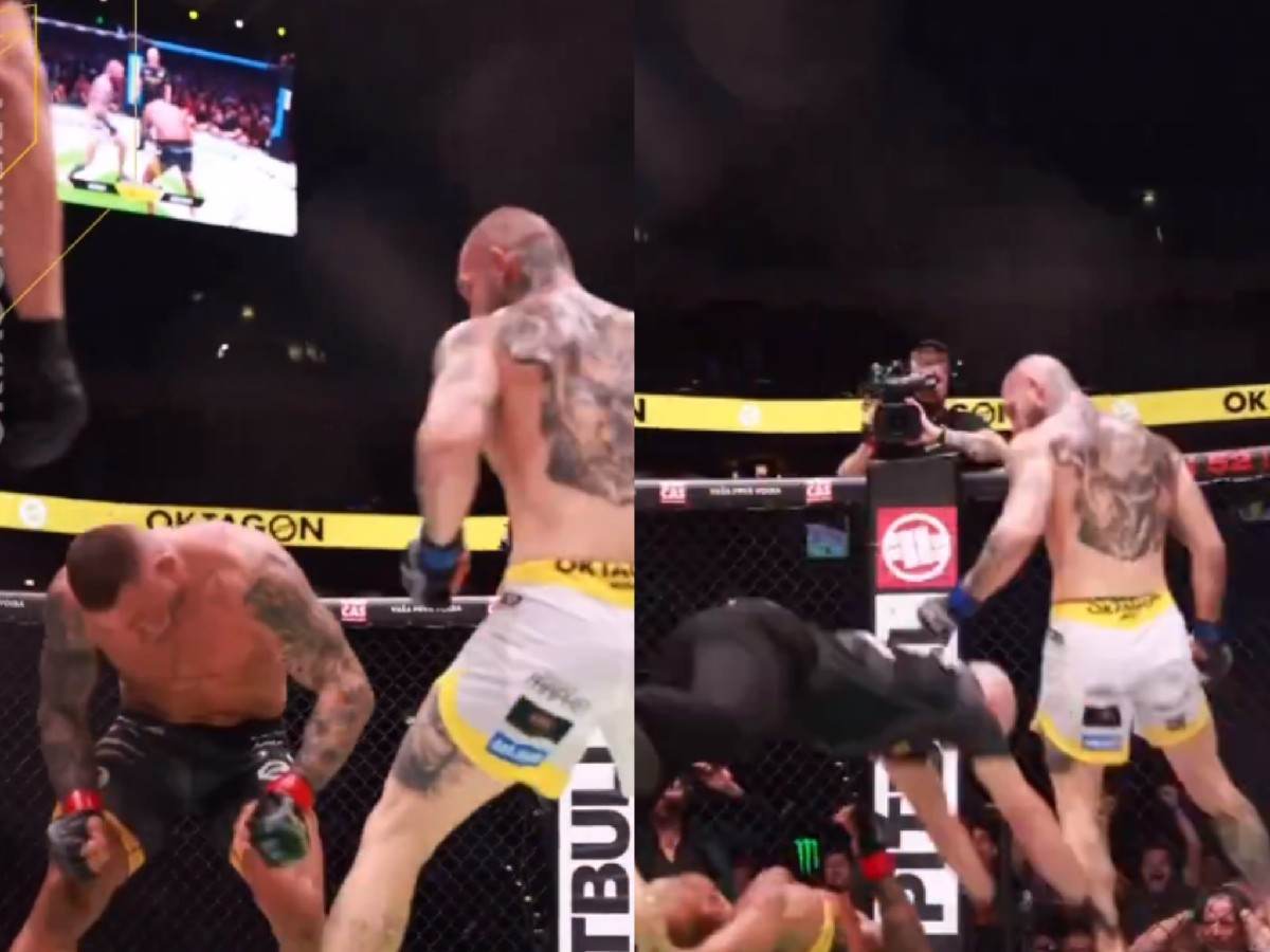 WATCH: Referee flies to save UFC vet after BRUTAL knockout at OKTAGON 51