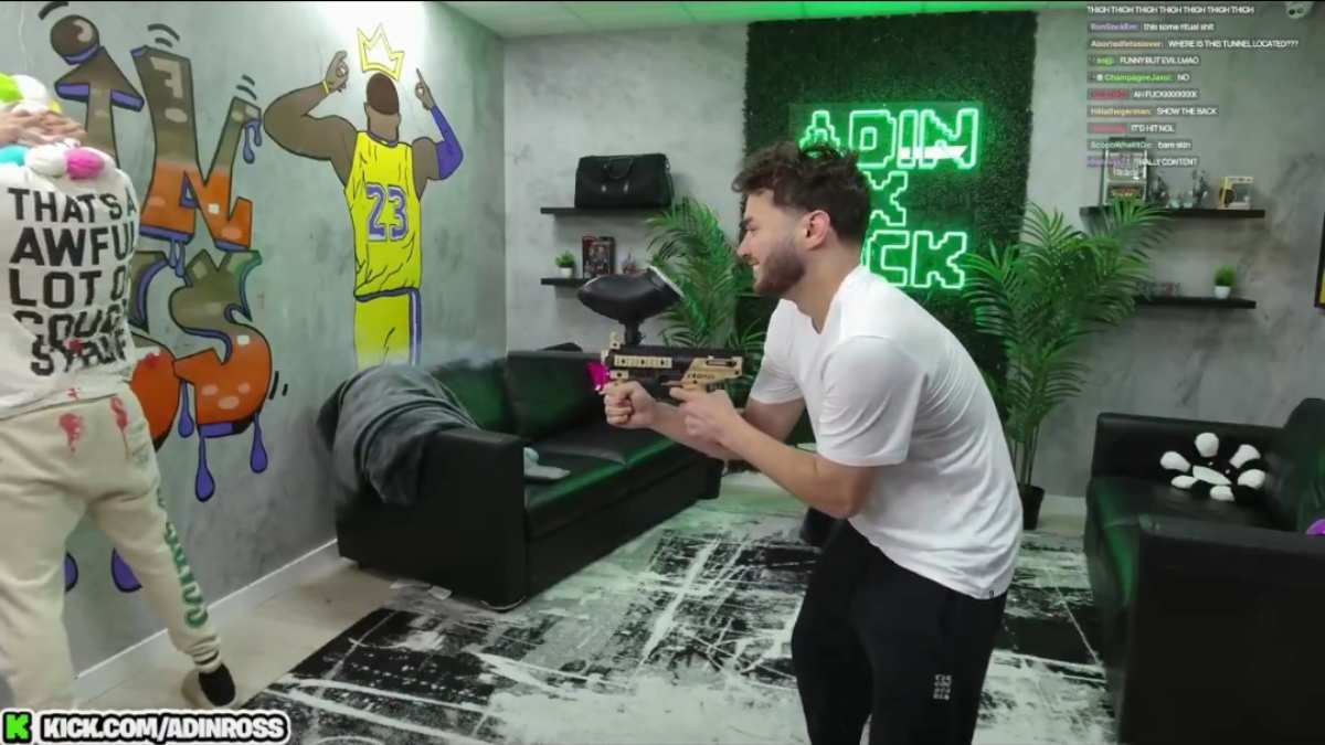 Watch: Adin Ross shoots his assistant with Paintball for $20,000