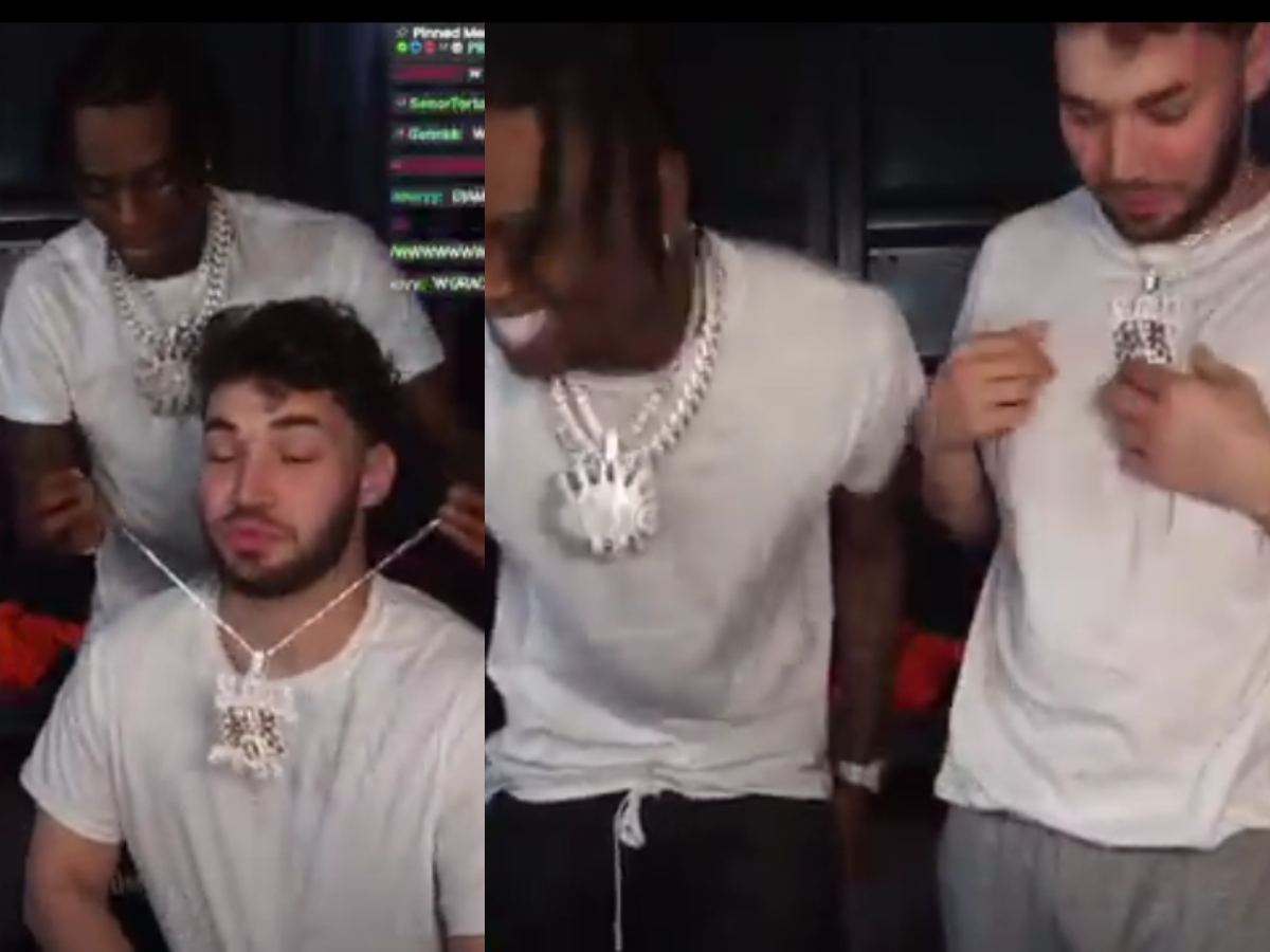 Soulja Boy gifts Adin Ross a S.O.D Money Gang iced-out chain worth $100,000