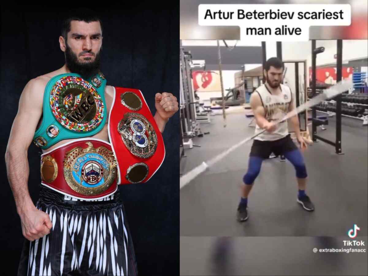 “Made in a Russian lab” – Artur Beterbiev casually playing with Olympic barbell in one hand has fans in disbelief