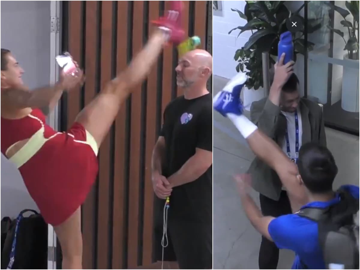 WATCH: Novak Djokovic hit with an “epic fail” as he tries to mimic Aryna Sabalenka’s antics at the Australian Open