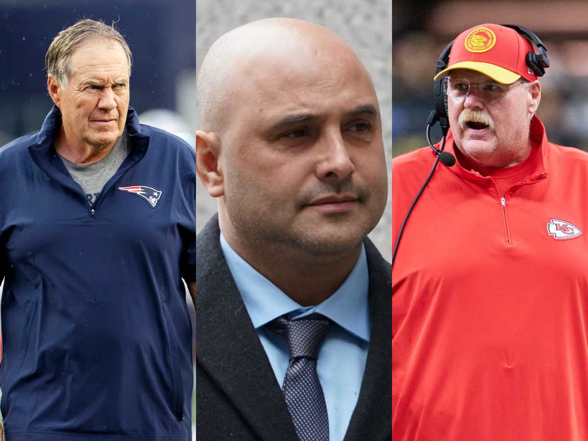 Bill Belichick (L), Craig Carton (M) and Andy Reid (R)