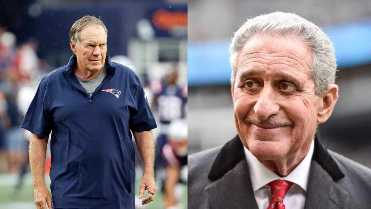 Bill Belichick (L) and Atlanta Falcons owner Arthur Blank (R)