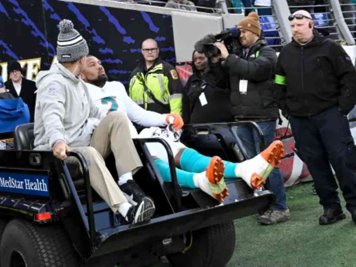 Bradley Chubb being carted away after sustaining torn ACL injury