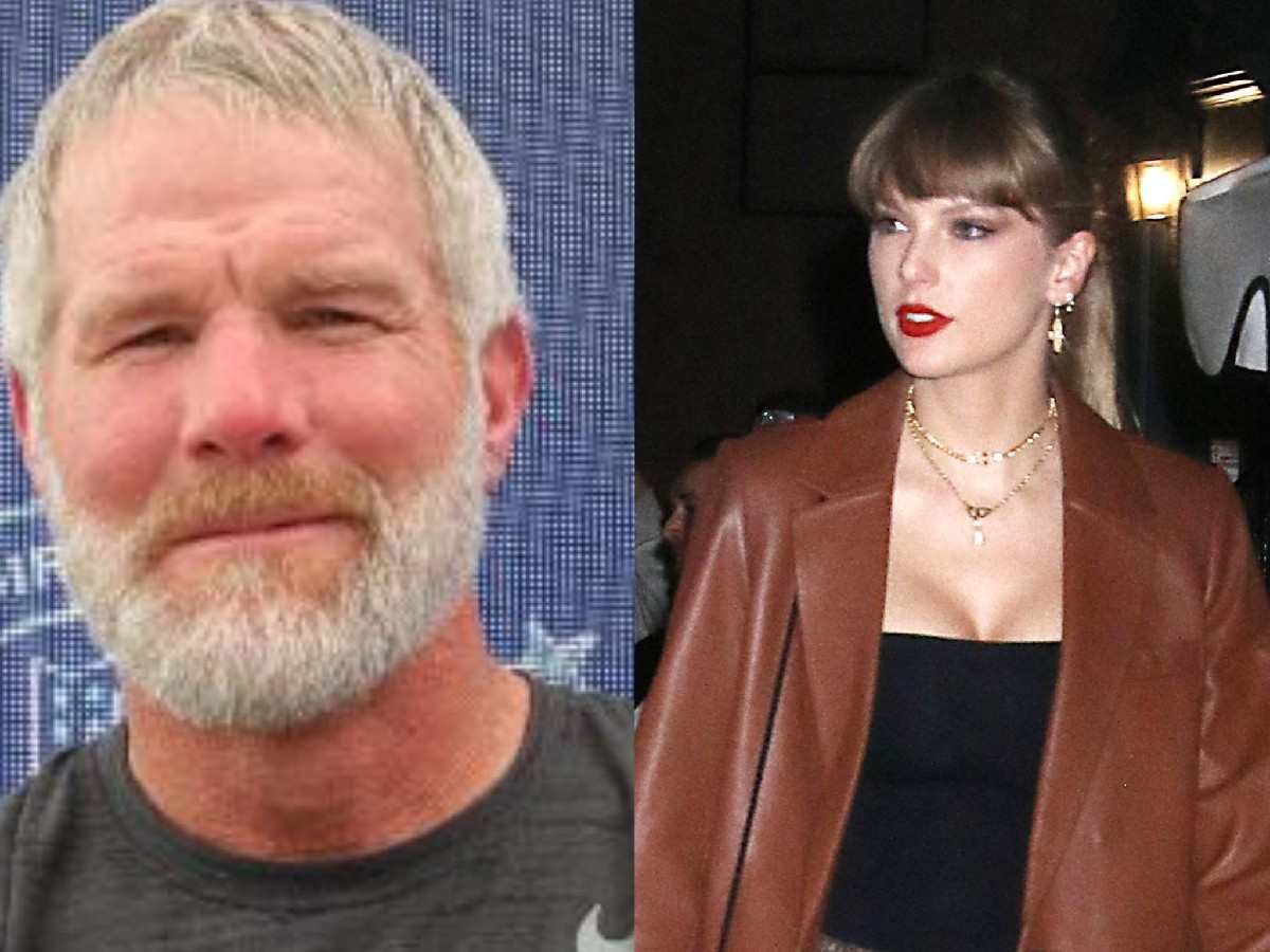 Brett Favre (L) and Taylor Swift (R)