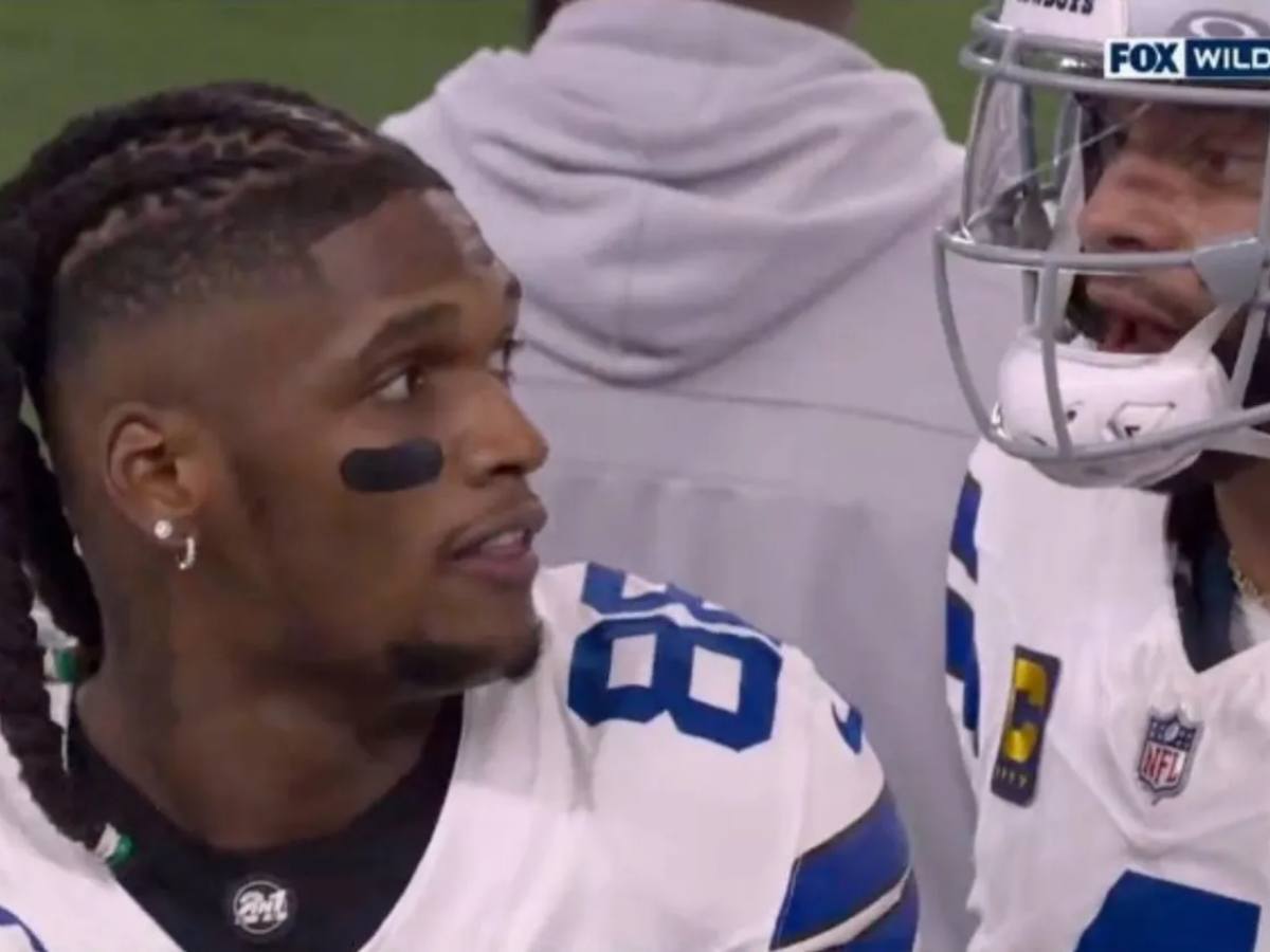 CeeDee Lamb talking to Dak Prescott