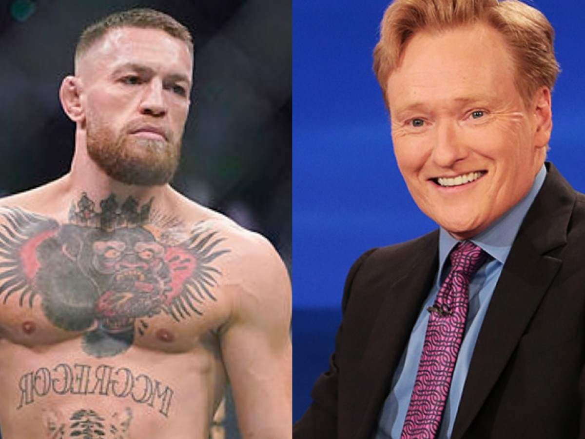 Conor McGregor demonstrates a Capoeira kick to Conan O'Brien on his talkshow