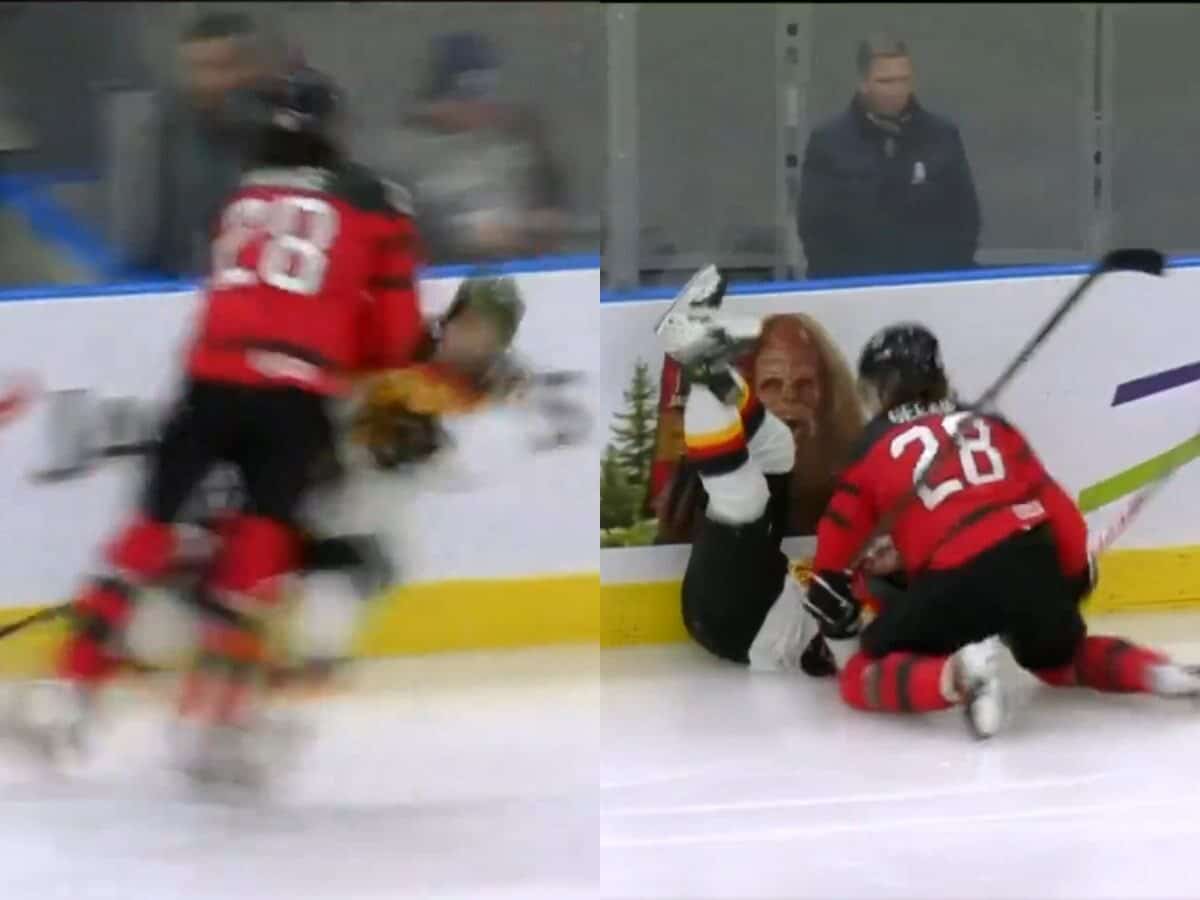 WATCH: Conor Geekie gets EJECTED just 11 seconds into Canada-Germany game during 2024 World Junior Championship following illegal head check on Samuel Schindler