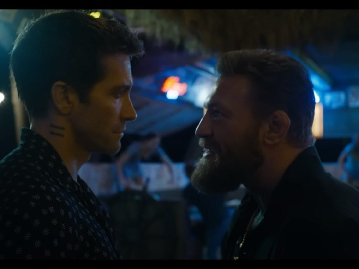 A screengrab from Road House, featuring Conor McGregor and Jake Gyllenhaal